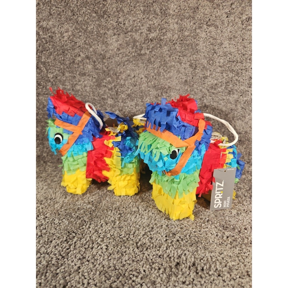 3-SPRITZ Mini Donkey empty colorful Pinata about 6" x 6" x3"